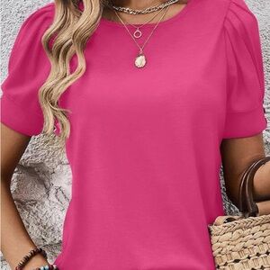 Pink Puff Sleeve Women's Top